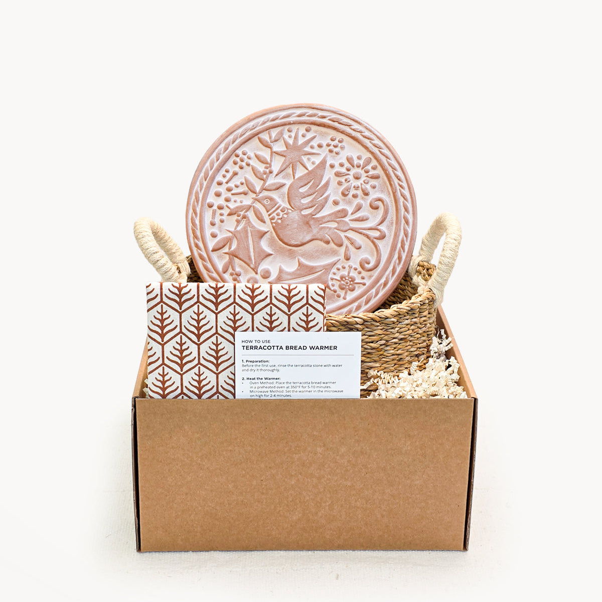Bread Warmer & Basket Gift Set with Tea Towel - Bird Round-0