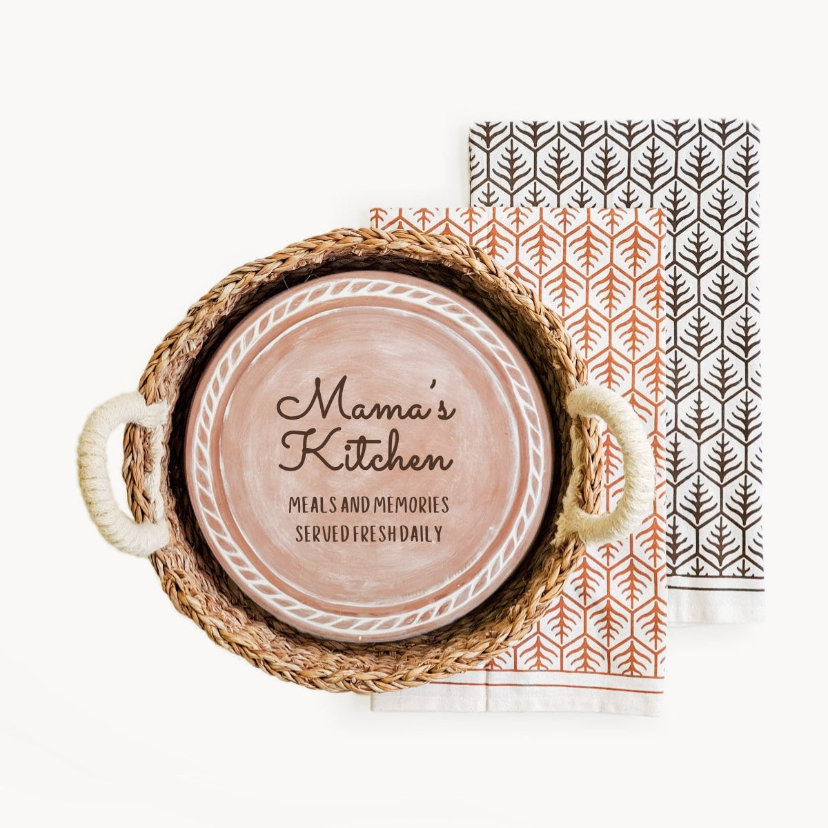 Bread Warmer & Basket Gift Set with Tea Towel - Mom Round-5