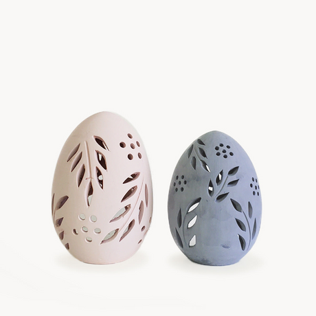 Terracotta Egg Lantern - Set of 2 - Sumiye Co