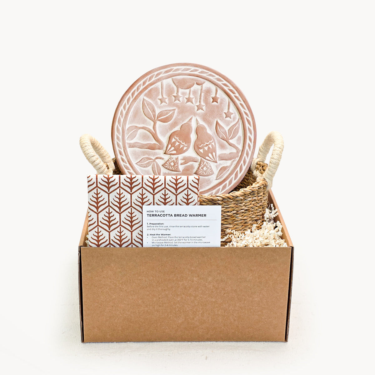 Bread Warmer & Basket Gift Set with Tea Towel - Lovebird Round-0