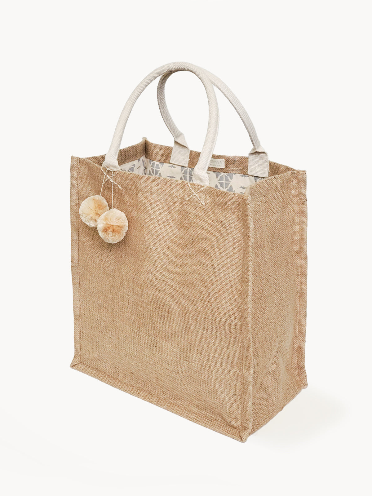 Gift & Market Tote Bag | Pompom (16”H x 15”W x 9"D)-0