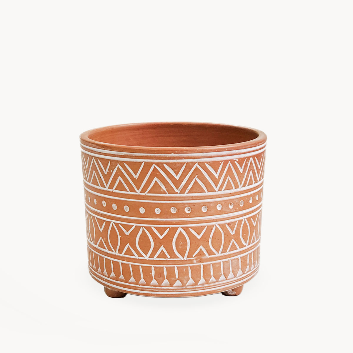 Hand Etched Terracotta Pot - Small