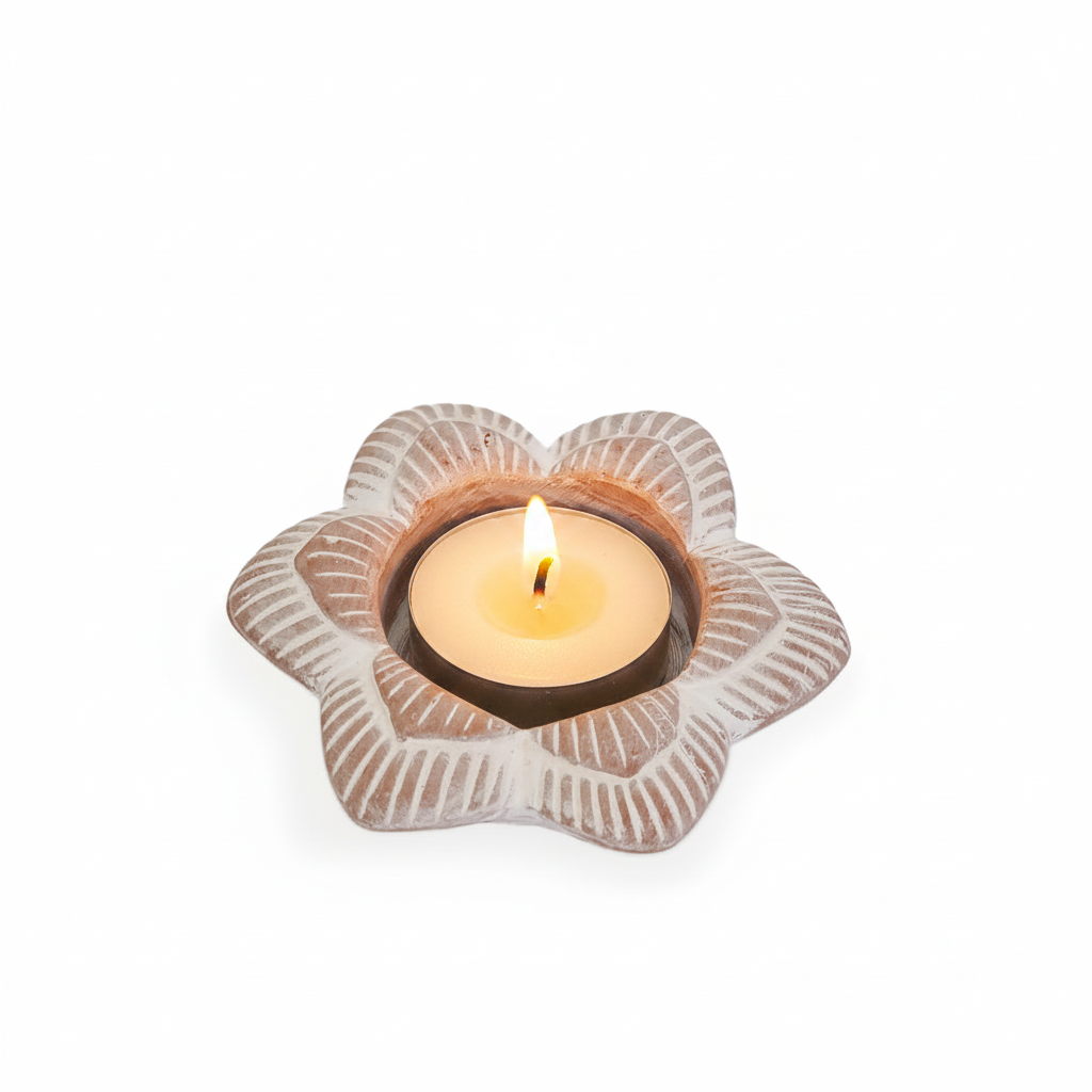 Tea Light Candle Holder | Terracotta Flower