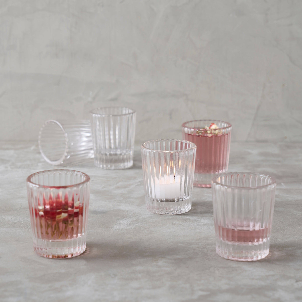 Ribbed Clear Shot Glasses - Set of 6 - Sumiye Co