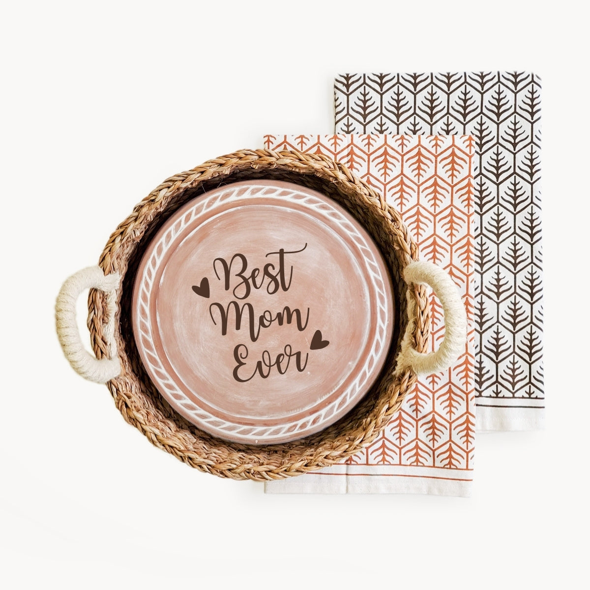 Bread Warmer & Basket Gift Set with Tea Towel - Mom Round-6