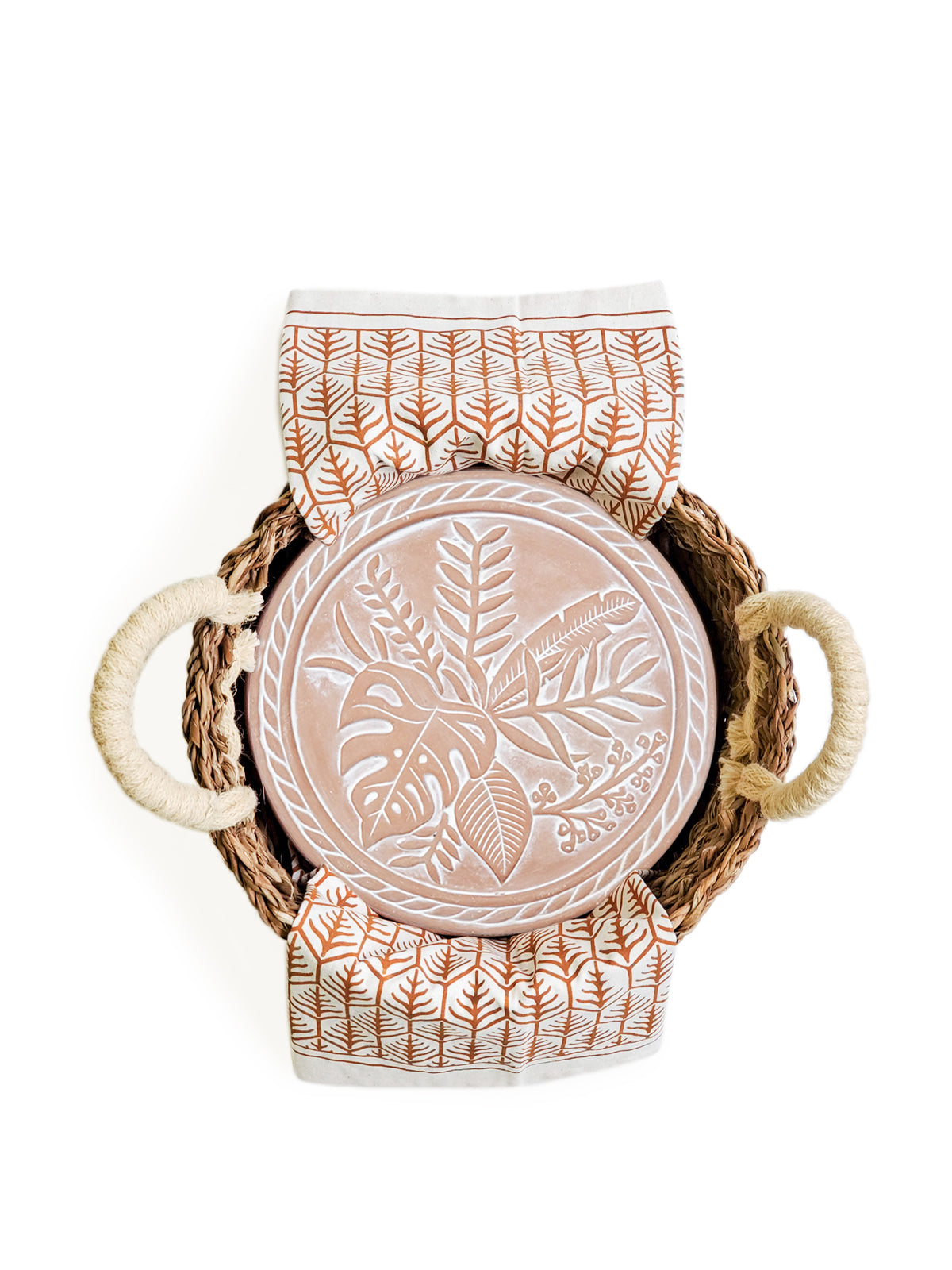 Bread Warmer & Basket Gift Set with Tea Towel - Plant Round-6