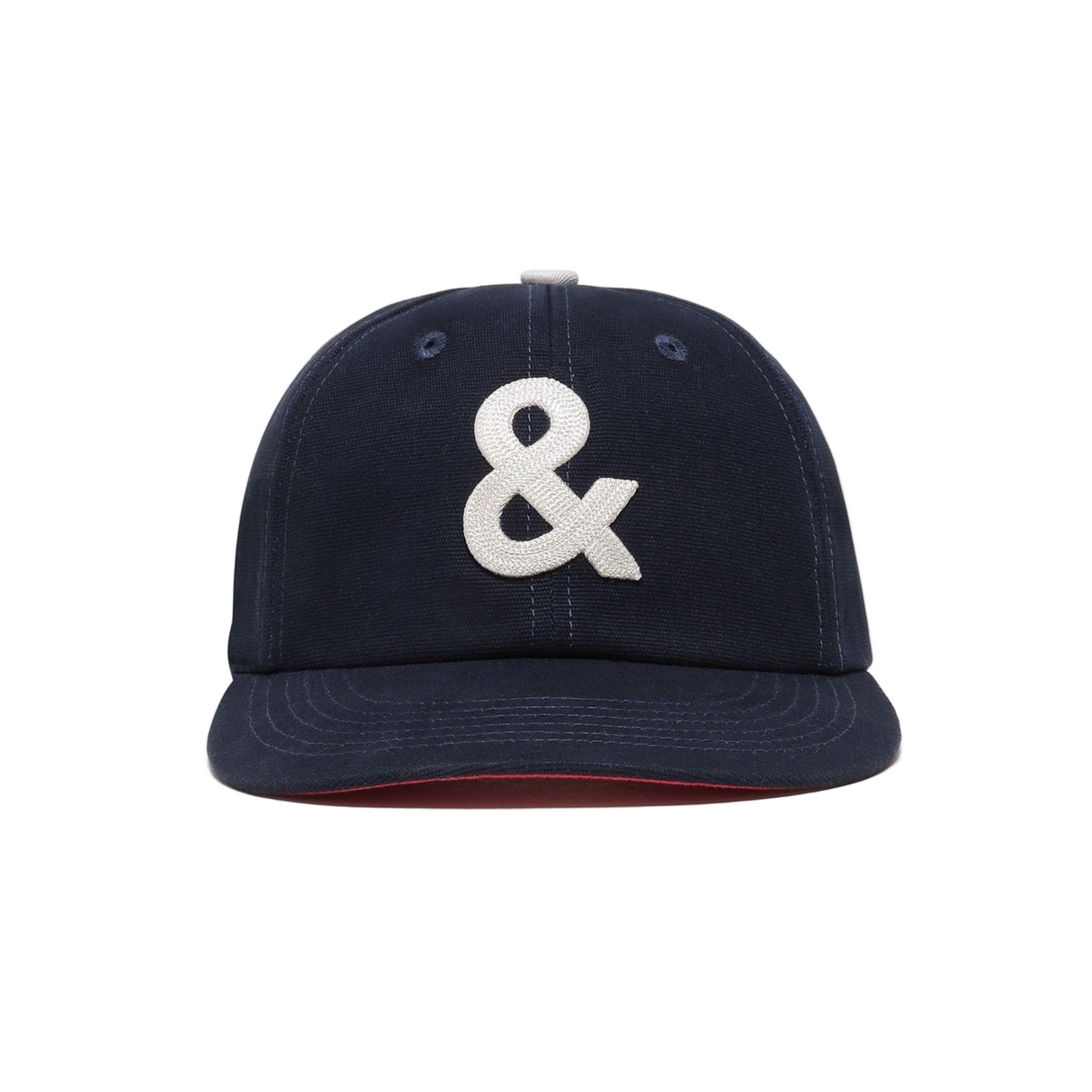 Navy blue cap with a white ampersand symbol on a white background