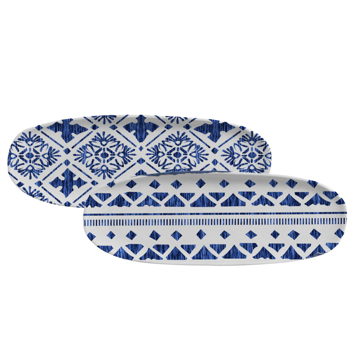 Shallow Organic Oval Platter Large Set of 4