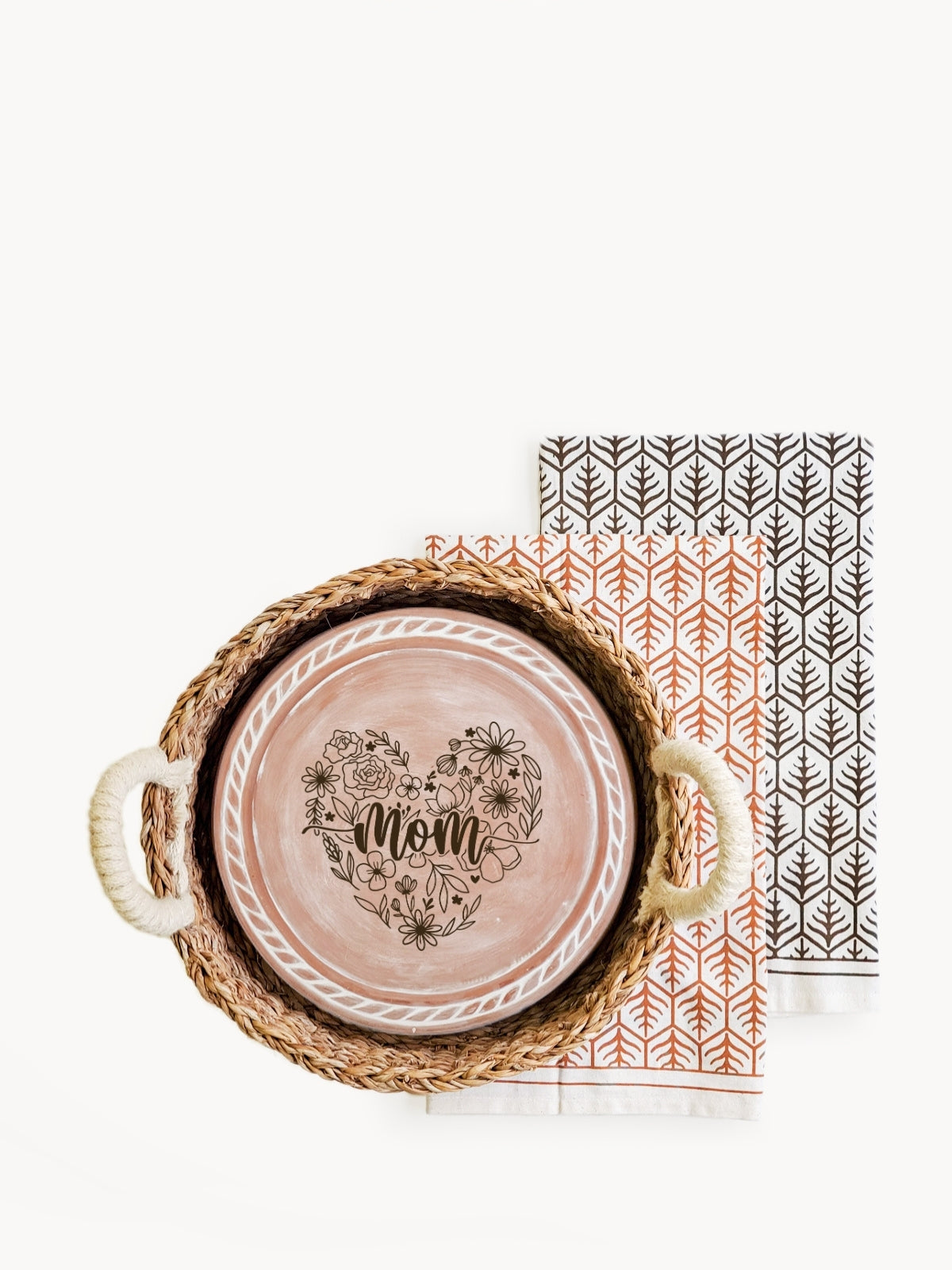 Bread Warmer & Basket Gift Set with Tea Towel - Mom Round-6