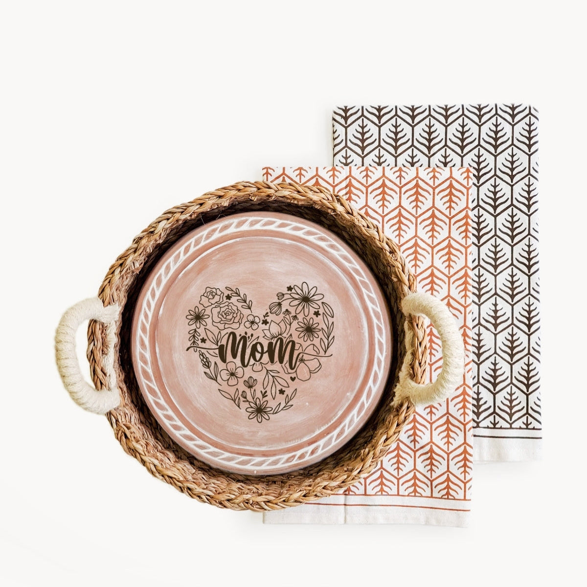 Bread Warmer & Basket Gift Set with Tea Towel - Mom Round-7