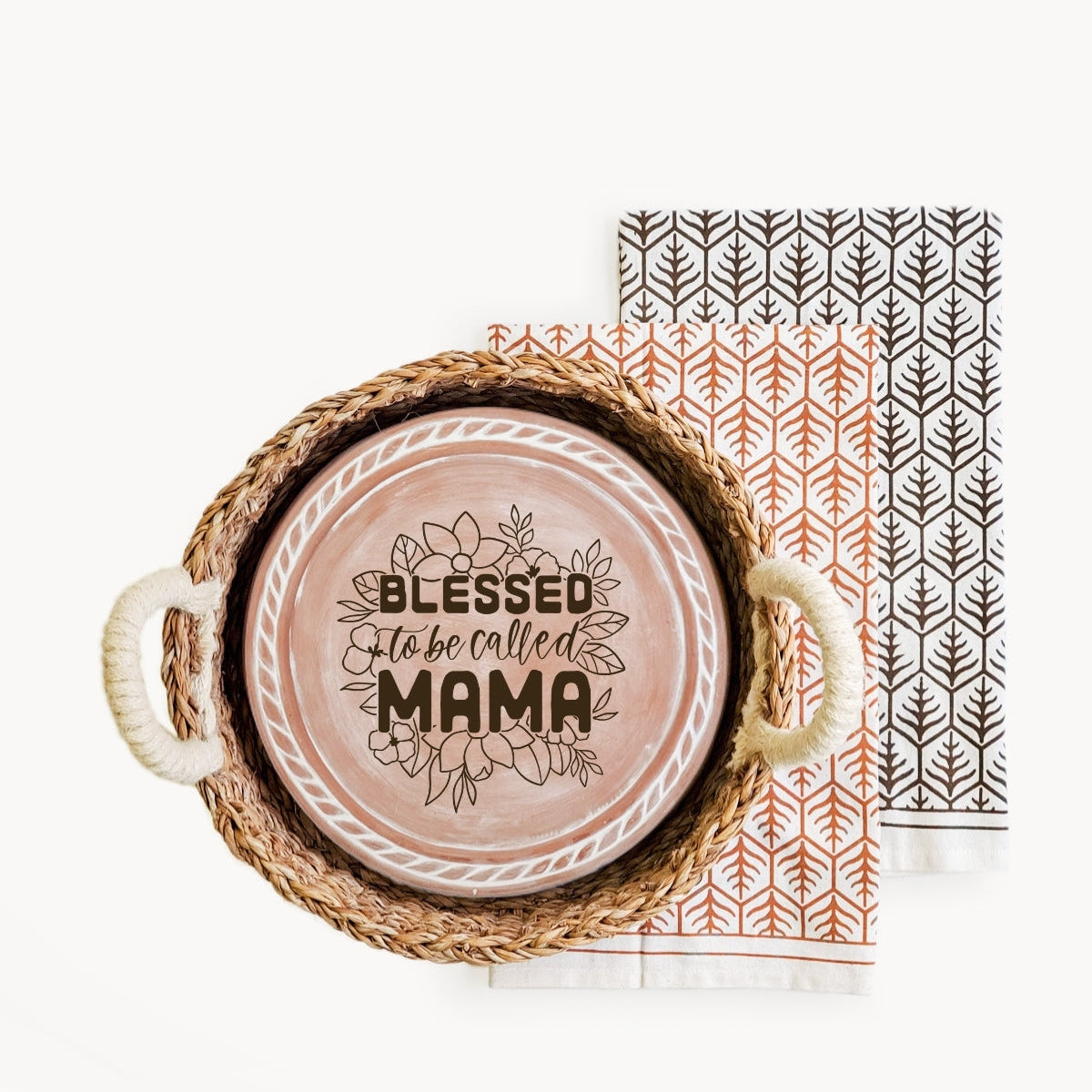 Bread Warmer & Basket Gift Set with Tea Towel - Mom Round-8