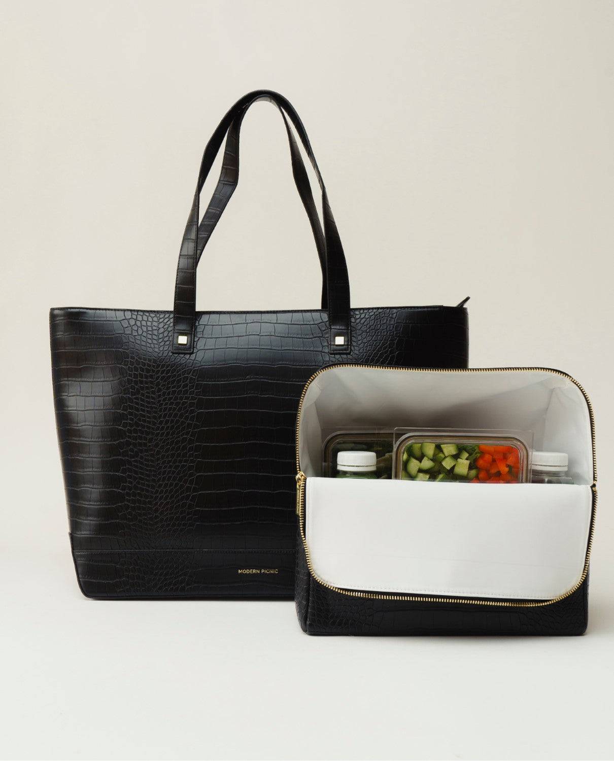 The Tote - Black Croc | Designer Lunch Bags & Totes - Sumiye Co