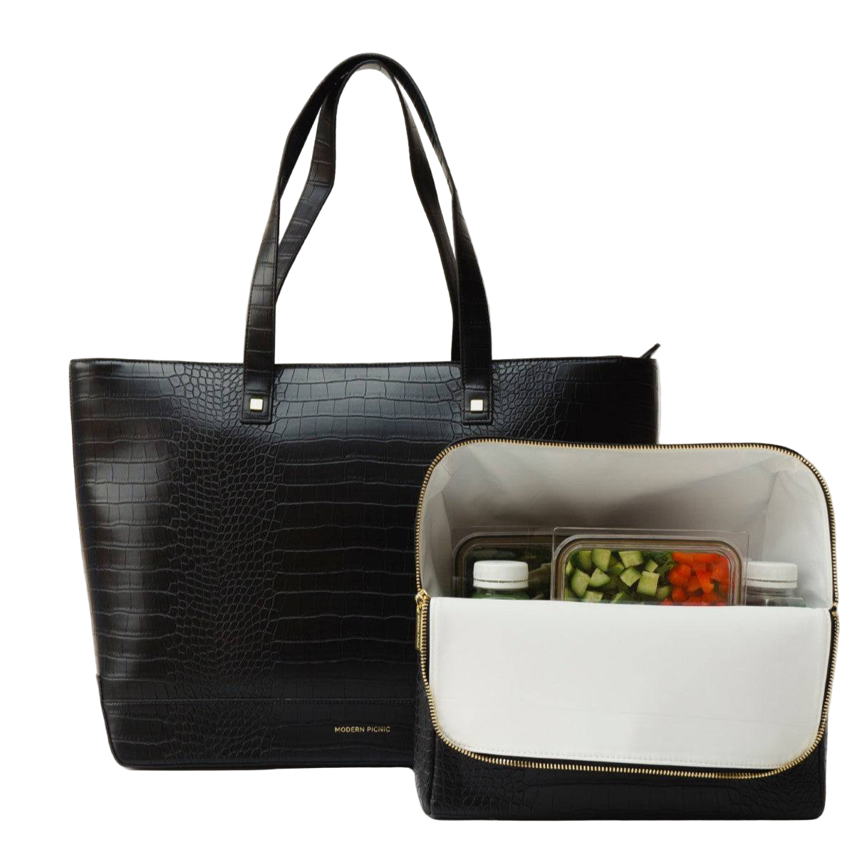 The Tote - Black Croc | Designer Lunch Bags & Totes - Sumiye Co