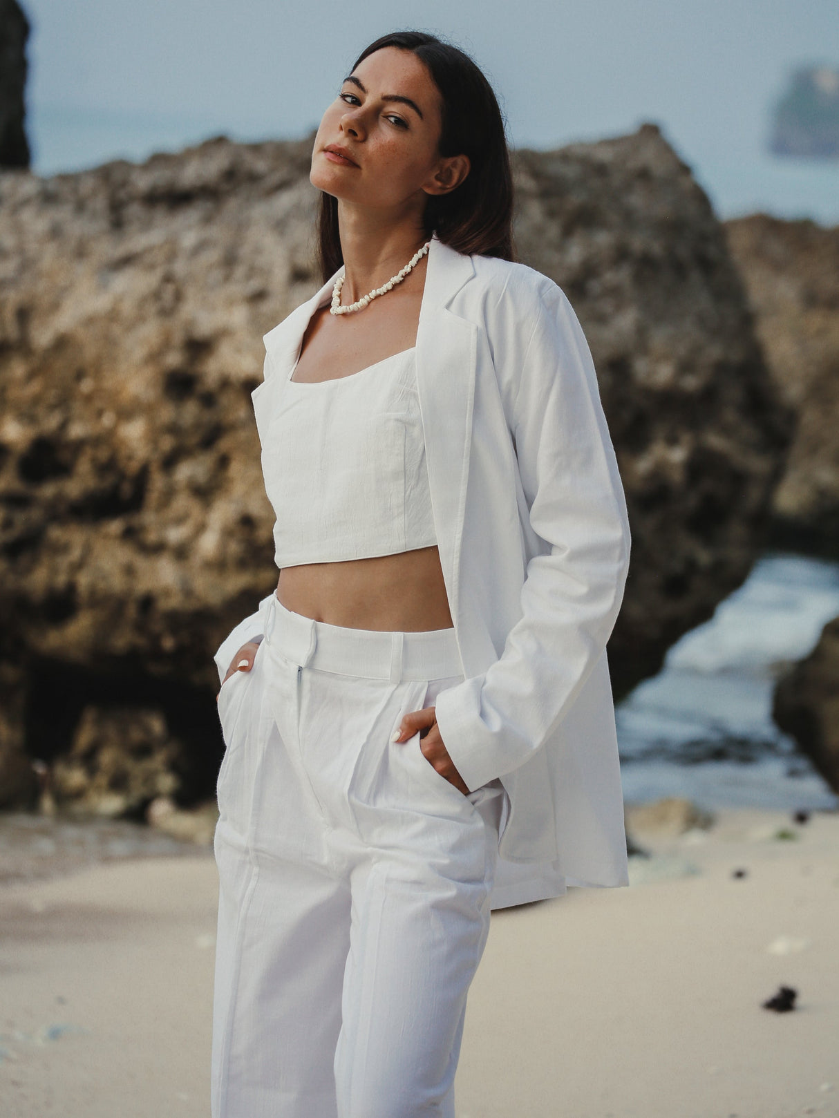 Pera Blazer - White - Sumiye Co