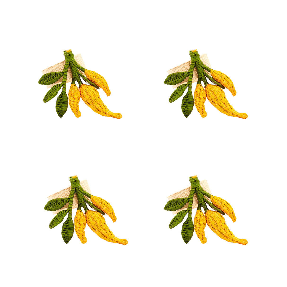 Yellow Chili Pepper Woven Napkin Rings (Set of 4)