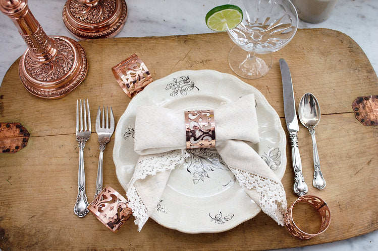 Copper Napkin Rings set/4 | Vintage Inspired - Sumiye Co