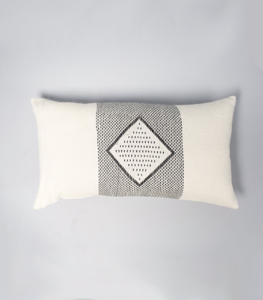 Diamante Lumbar Pillow with Border in Ivory - Sumiye Co