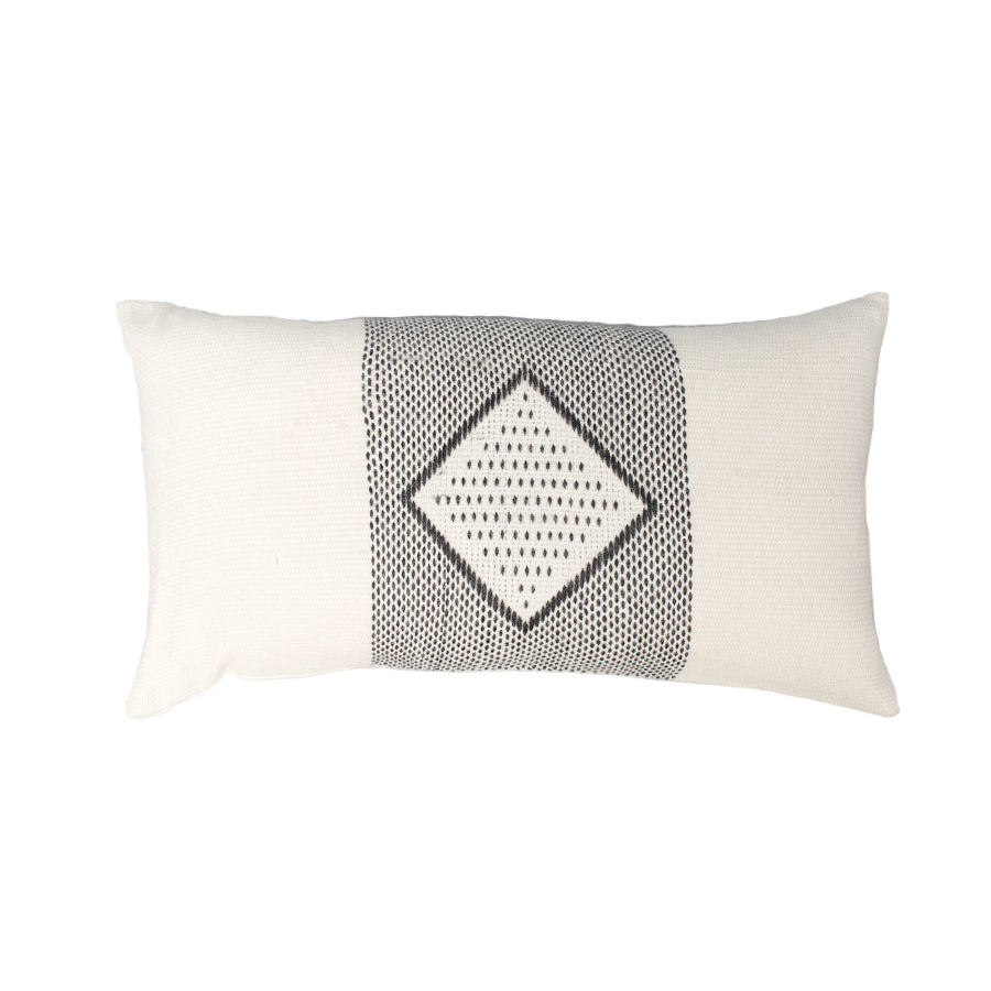 Diamante Lumbar Pillow with Border in Ivory - Sumiye Co