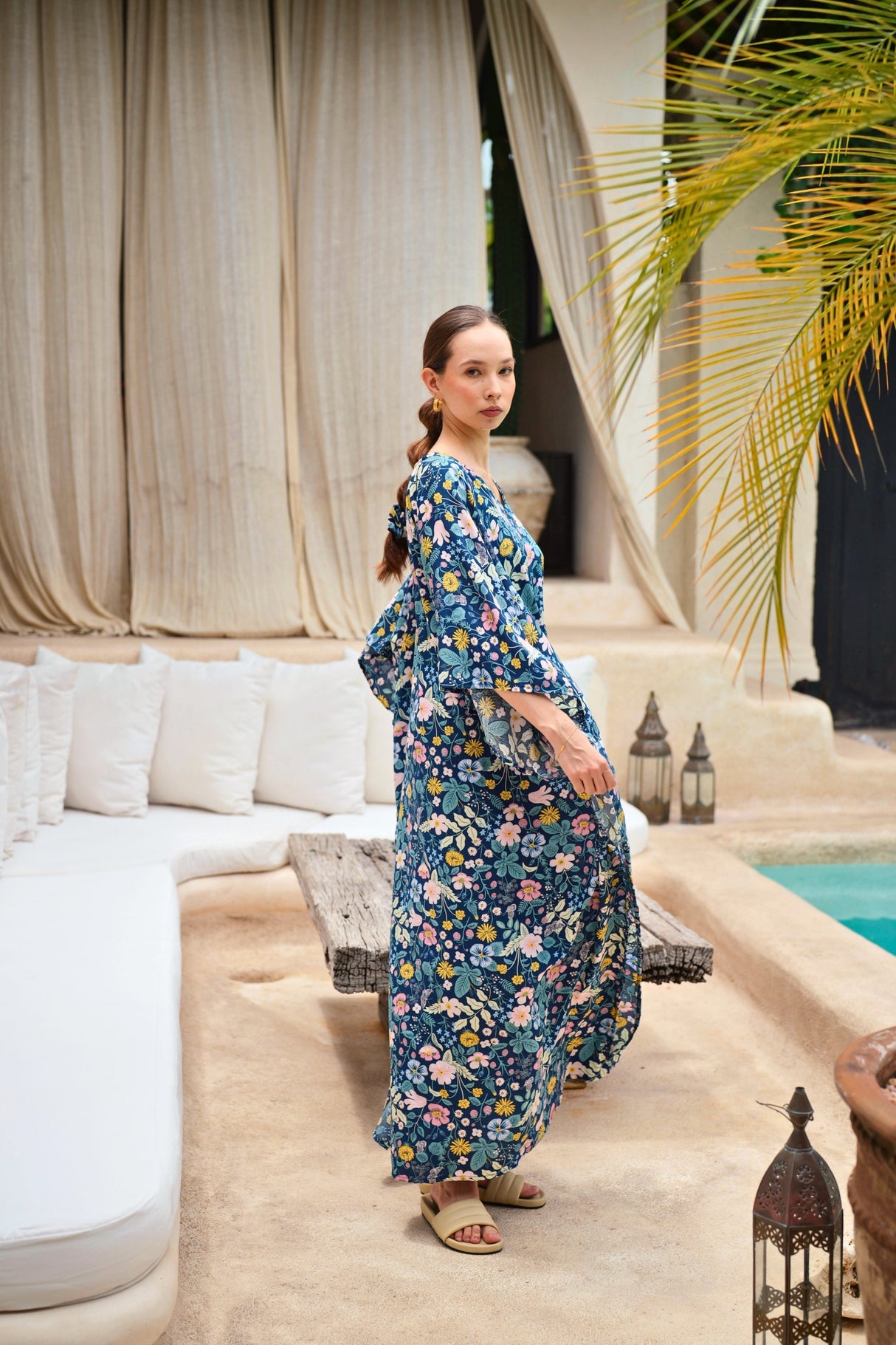 Oaklynn Kaftan Dress in Botanical - Sumiye Co