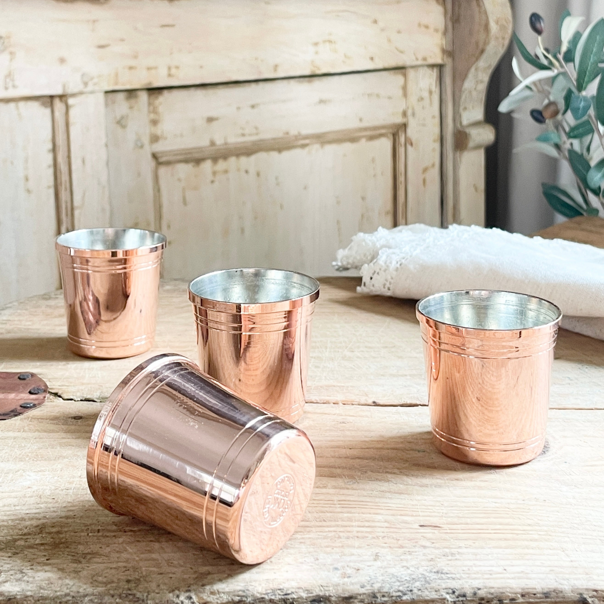 Copper Shot Glass Set/4 | Vintage Inspired - Sumiye Co