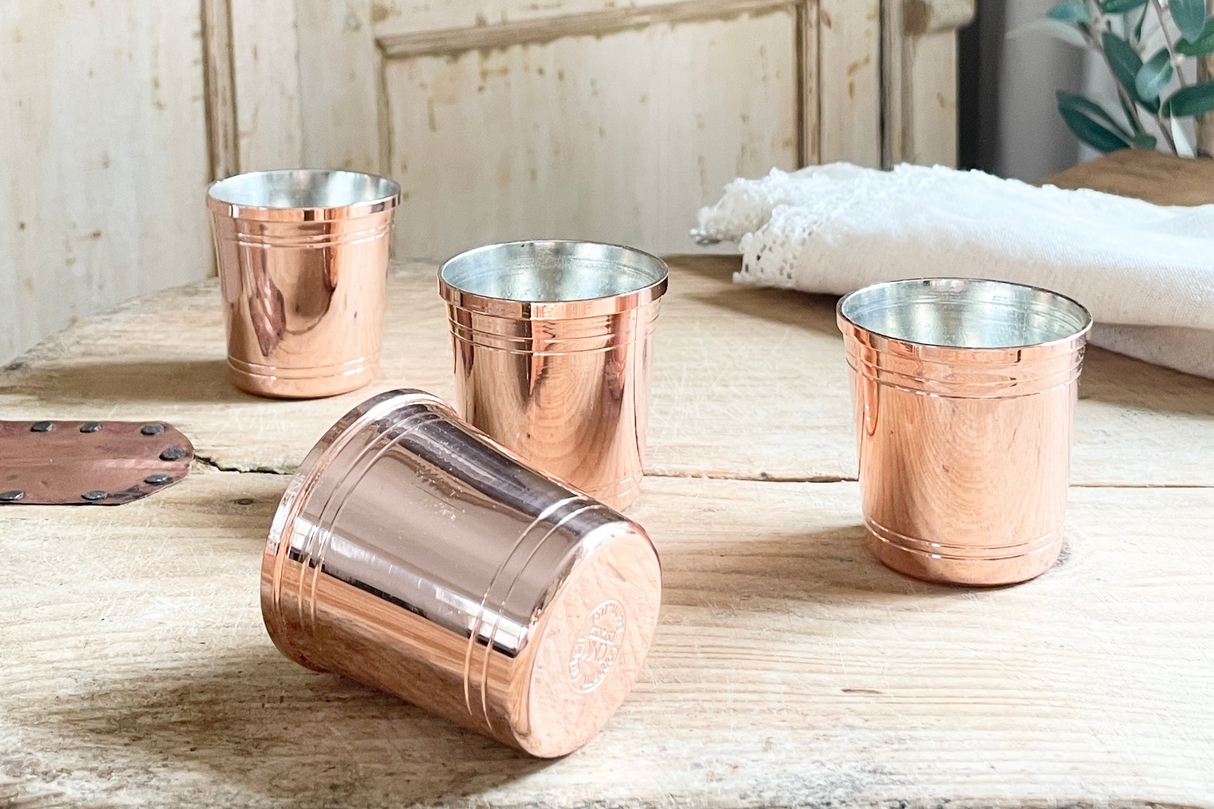 Copper Shot Glass Set/4 | Vintage Inspired - Sumiye Co