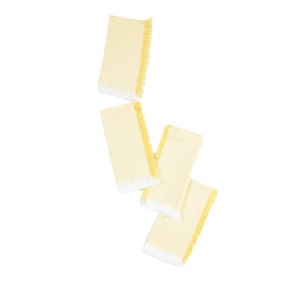 Fringe Borders Yellow Napkins (Set of 4), 18 Inch- 2 SETS - Sumiye Co
