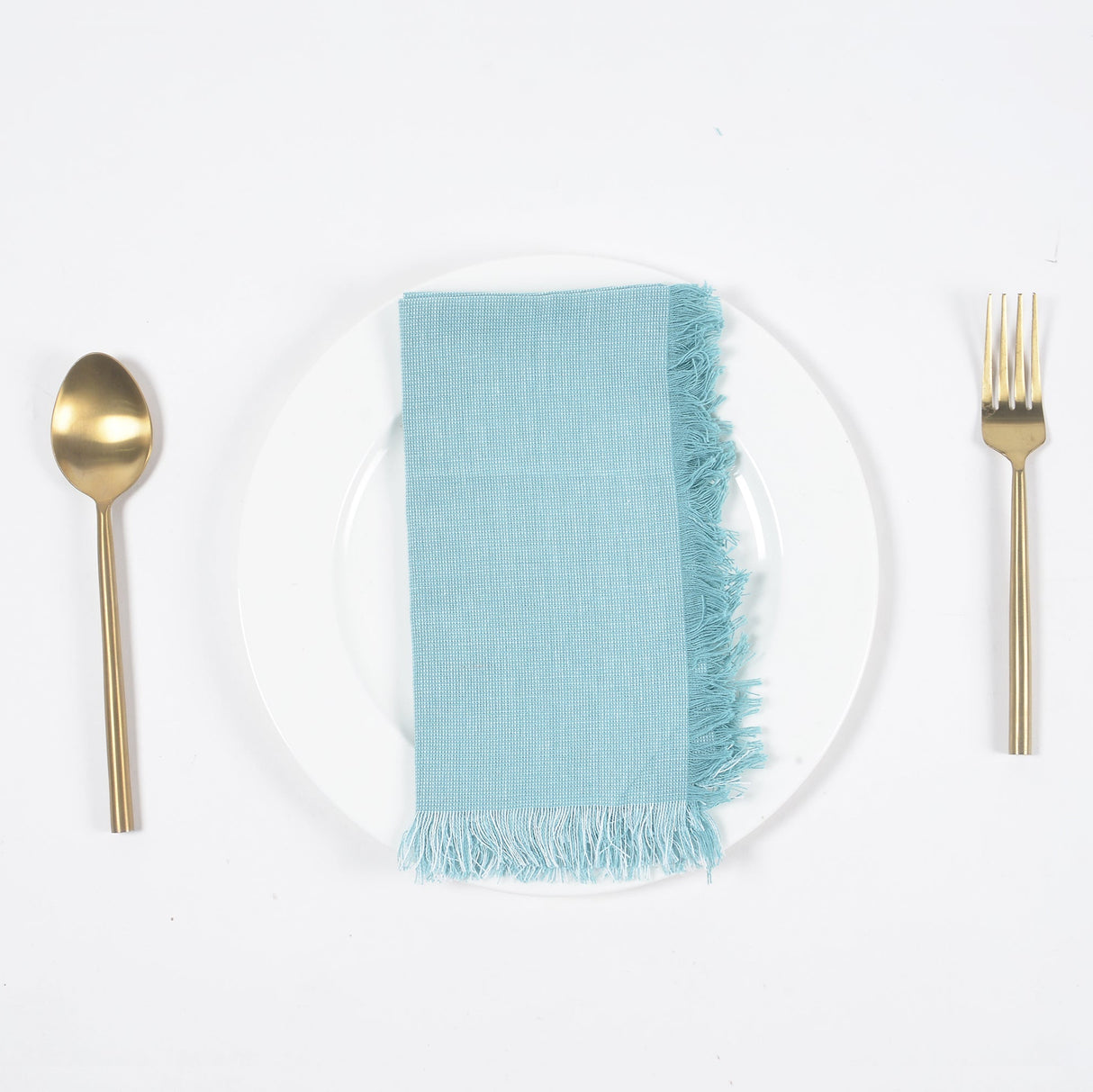 Fringe Borders Blue Napkins (Set of 4), 18 Inch- 2 SETS - Sumiye Co