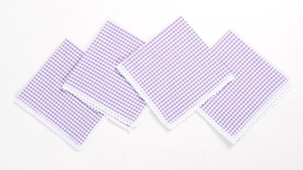 Checkered Purple Table Napkins (Set of 4) - Sumiye Co