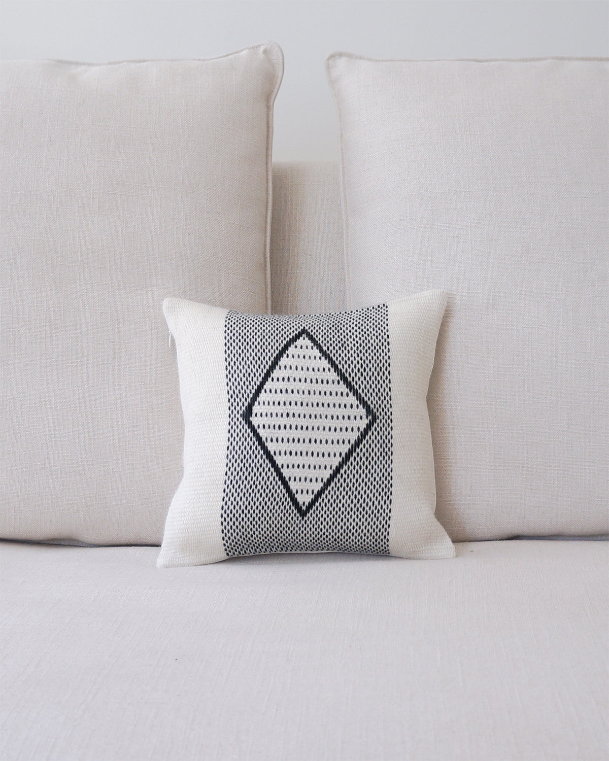 Diamante Square Textile Small Pillow in Ivory - Sumiye Co