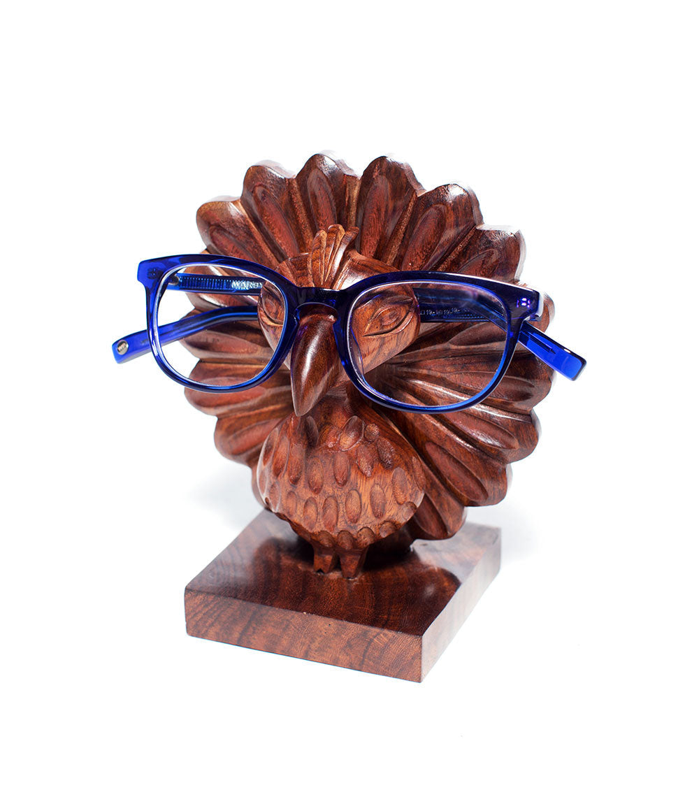 Peacock Glasses Holder Stand - Handcrafted Wood by Matr Boomie - Sumiye Co