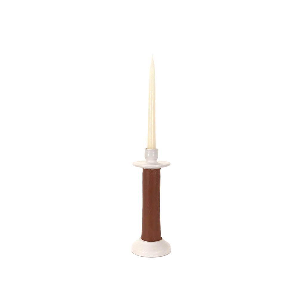 Alcantara-Frederic Leather-Wrapped Candle Holder | Morocco - Sumiye Co