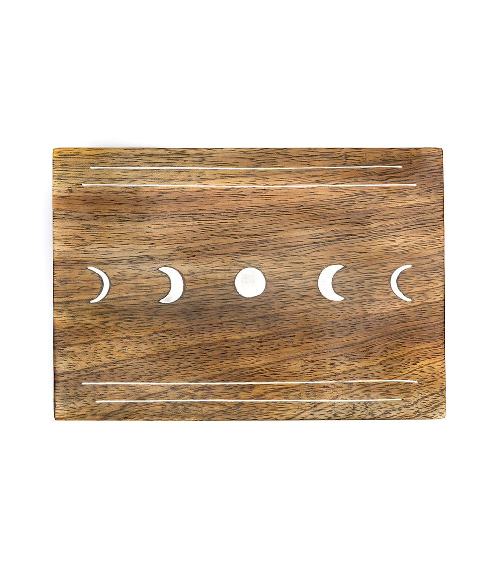 Indukala Moon Phase Jewelry Box With Tray - Wood Brass Inlay by Matr Boomie - Sumiye Co