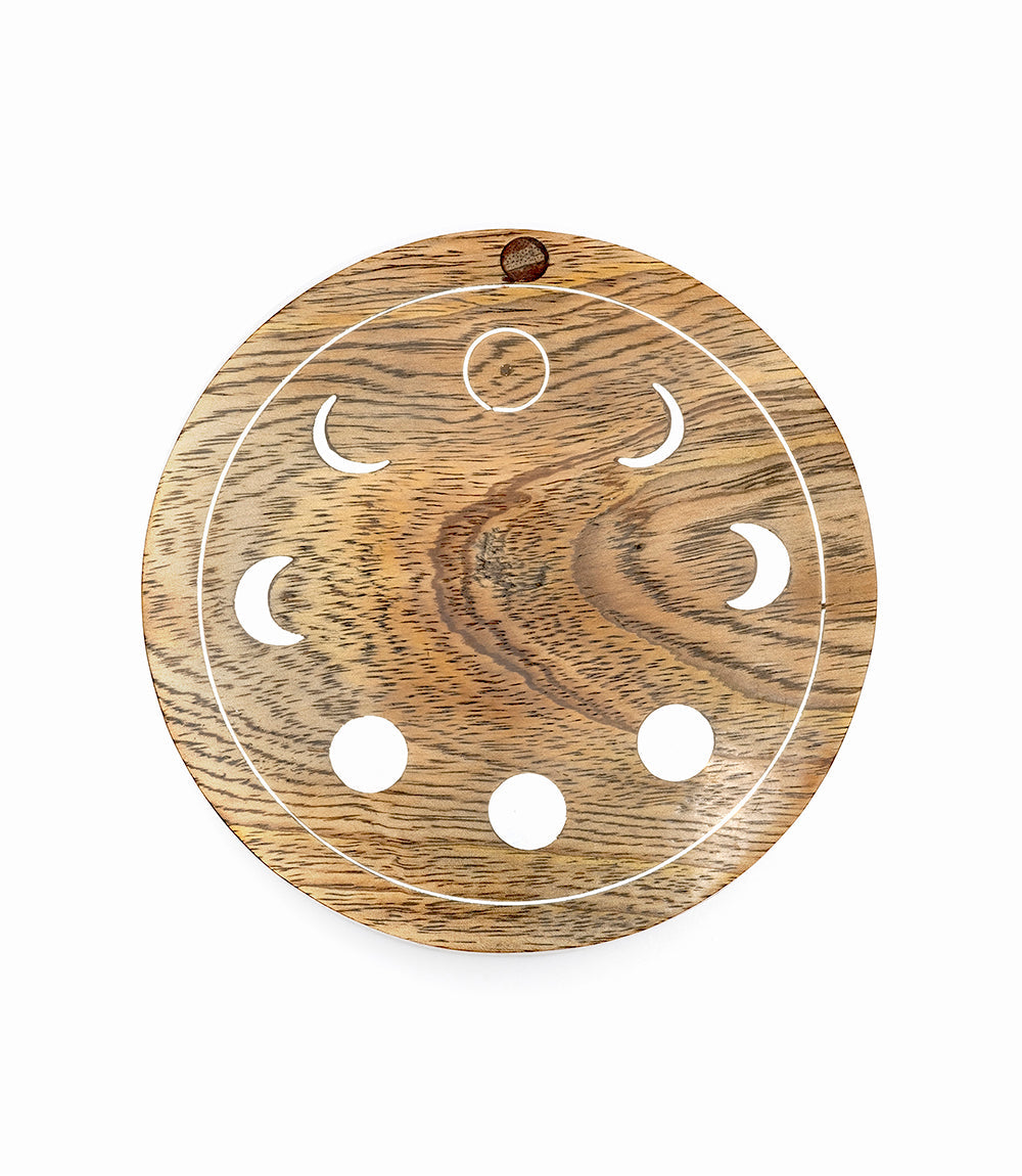 Indukala Moon Phase Round Pivot Box - Handcrafted Mango Wood by Matr Boomie - Sumiye Co