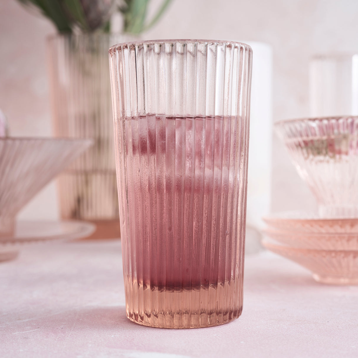 Pink Tall Glasses - Set of 4 - Sumiye Co