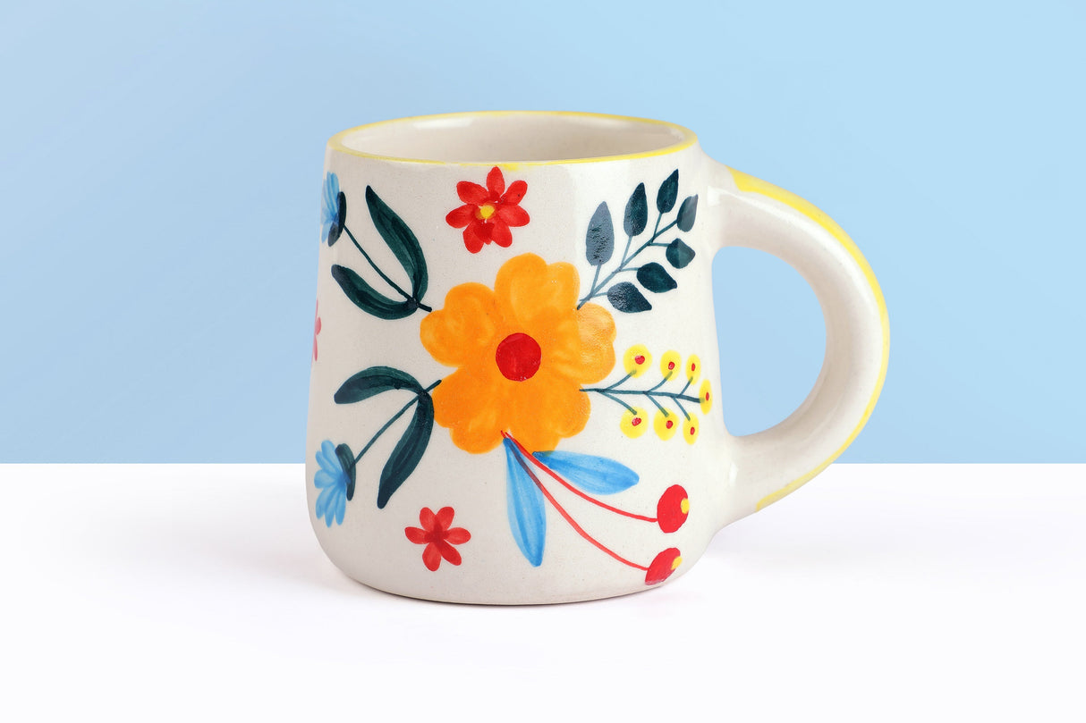 Floral Extravaganza Coffee Mug- Multi , 3.5 X 2.5 Inches ( Set of 4 )