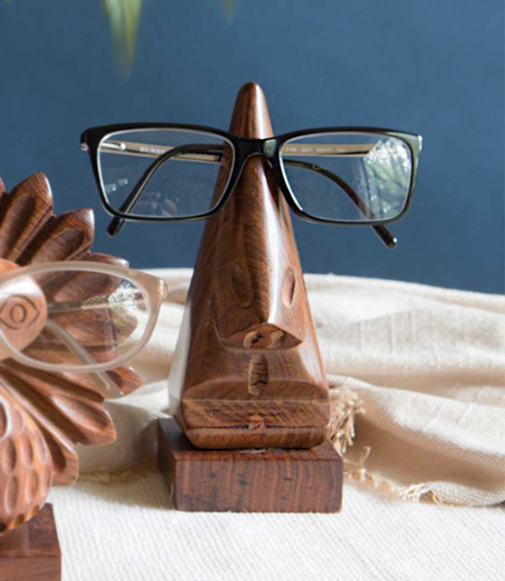 Nose Glasses Holder Stand - Handcrafted Indian Rosewood by Matr Boomie - Sumiye Co