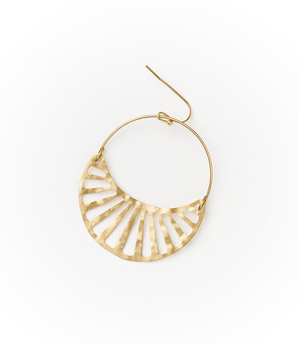 Rajani Gold Hoop Earrings - Crescent Disc by Matr Boomie - Sumiye Co