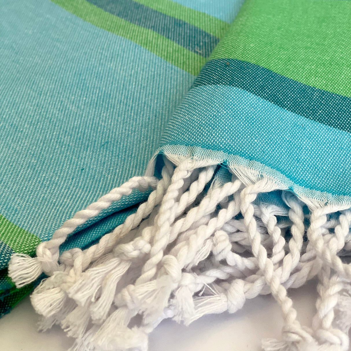 Samara Striped Sustainable Turkish Towel Green - Sumiye Co