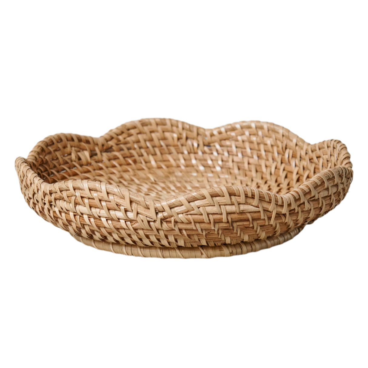 Round Rattan Scalloped Tray 10” - Sumiye Co
