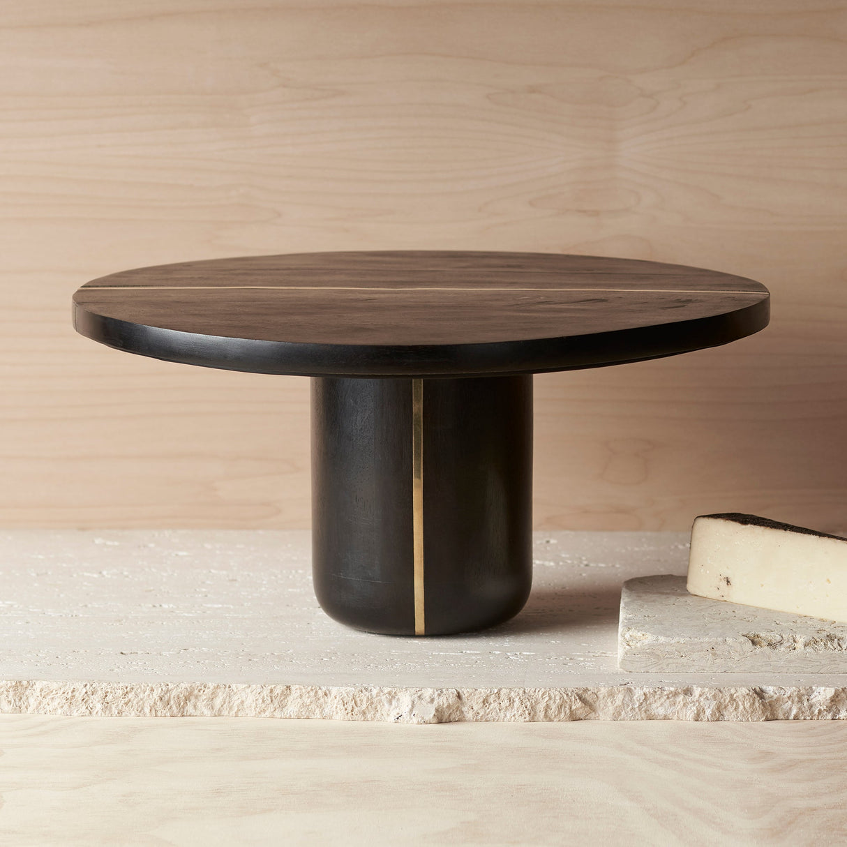 Mango Wood & Brass Large Pedestal - Sumiye Co