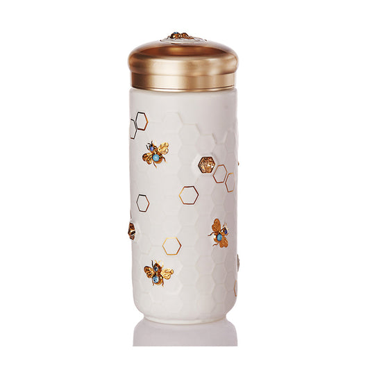 Ceramic Travel Mug | Honey Bee & Crystals - Hand Painted (12 oz)-4