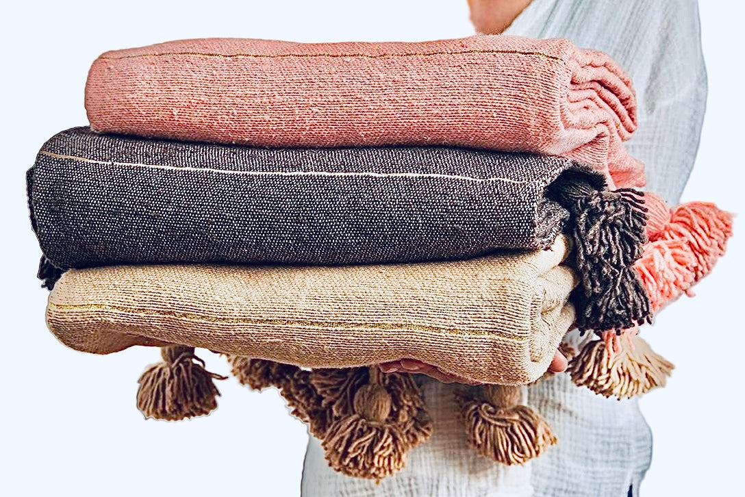 Moroccan Tasseled Blankets 78" x 58" - Sumiye Co
