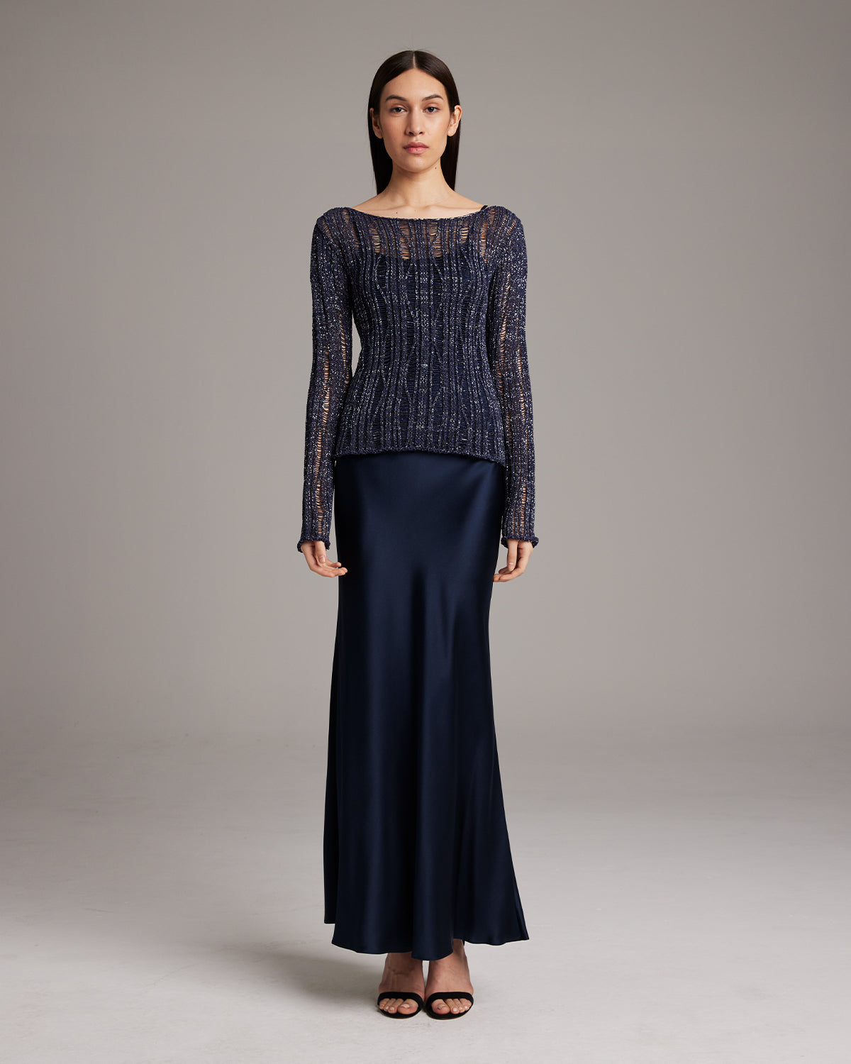 Lace Knit Boatneck Sweater - Sumiye Co