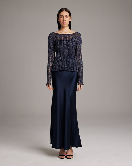 Lace Knit Boatneck Sweater - Sumiye Co