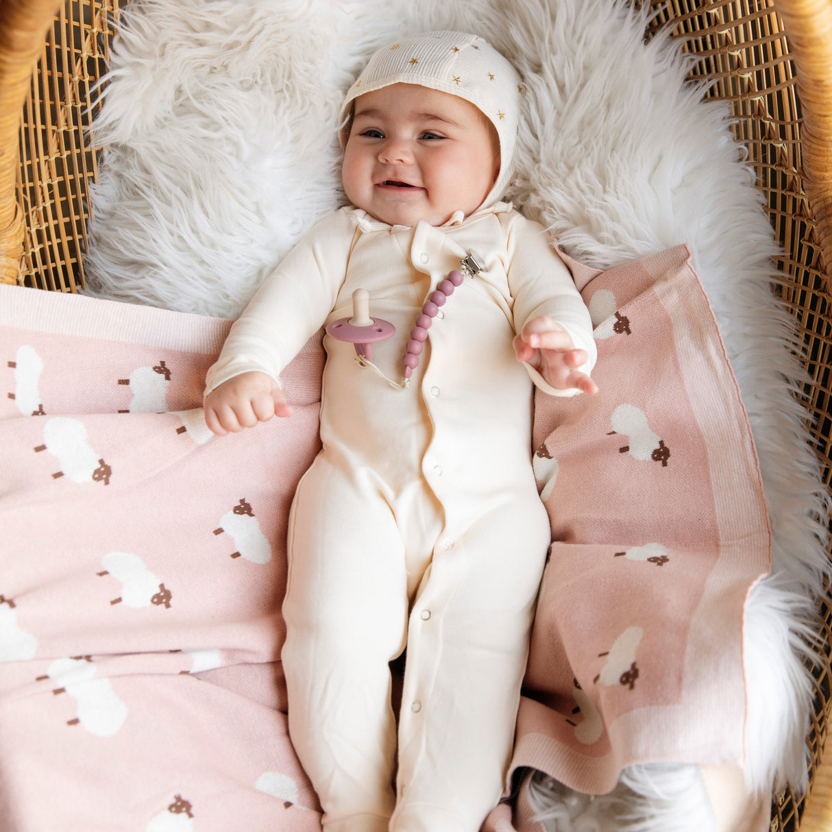 Sheep Knit Baby Blanket - Sumiye Co