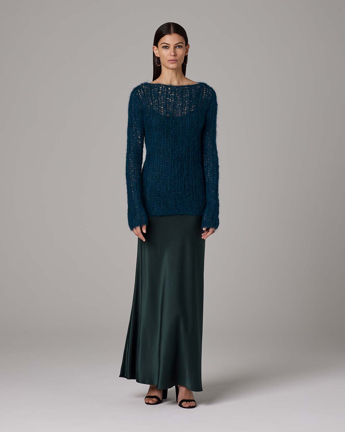 Open Mesh Boatneck Sweater - Sumiye Co