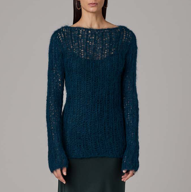 Open Mesh Boatneck Sweater - Sumiye Co