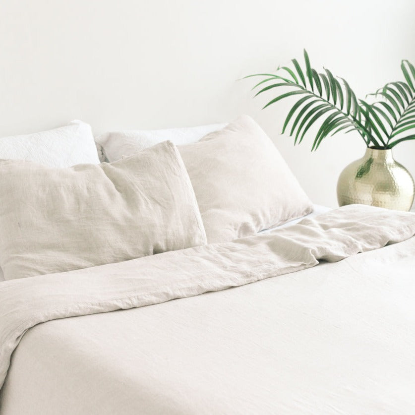 Linen Duvet Cover Set - Natural Chambray - Sumiye Co