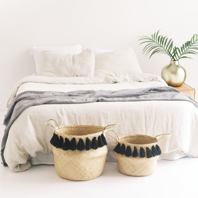 Linen Duvet Cover Set - Natural Chambray - Sumiye Co