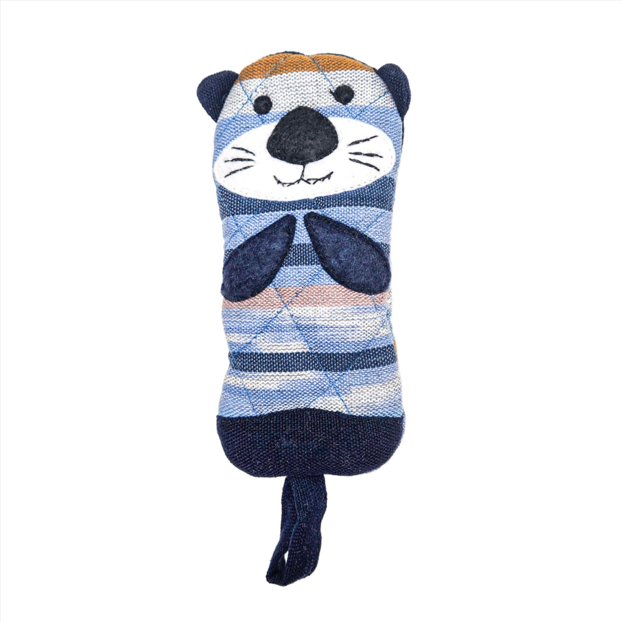 Striped animal-shaped toy on a white background